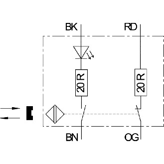 Int.de séc. Ex magnétique Reed actionneur (sans) 1NO/1NF, LED, c2m - 1189265 | Ex RC Si 56 1Ö/1S-LED - 2m-Lire la description