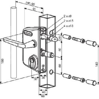 Serratura tubolare laccata per profilo da 60 a 80 mm-Leggi tutto