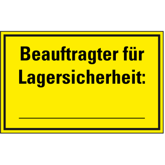Hinweisschild Beauftragter für Lagersicherheit, beschriftbar, Kunststoff, 300x200mm-Beschreibung lesen