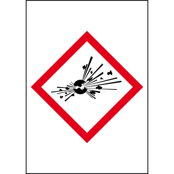 Gefahrensymbol Expl. Bombe GHS 01, Folie, selbstklebend, 12x17mm, 10/Bogen, GHS-Verordnung-Beschreibung lesen