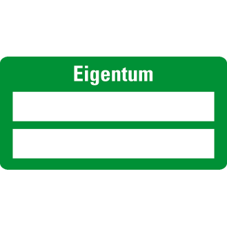 Inventaretikett Eigentum, grün, Dokumentenfolie mit Spezialkleber, 50x25mm, 9/Bogen-Beschreibung lesen