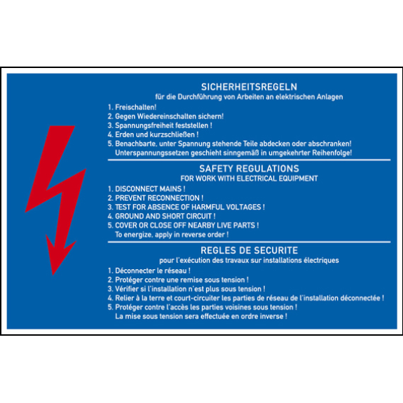 Hinweisschild Sicherheitsregeln, 3-sprachig, praxisbewährt, Folie, 200x300mm Hinweisschild Sicherheitsregeln, 3-sprachig, praxisbewährt, Folie, 200x300mm-Beschreibung lesen