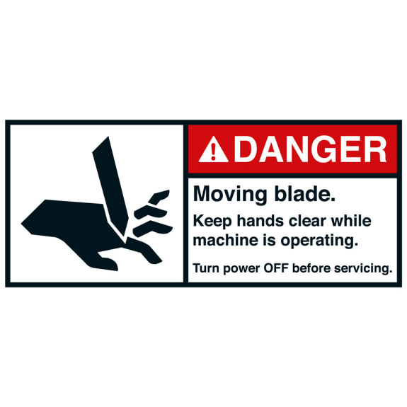 ANSI-Aufkleber DANGER Moving blade,UL anerk.,Folie,70x160mm,2/BOG-Beschreibung lesen