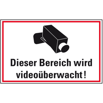 Hinweis-Kombischild Bereich wird videoüberwacht, Kunststoff, 300x200mm-Beschreibung lesen
