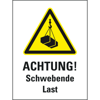 Aufkleber für Warnaufsteller Achtung! Schwebende Last, ISO, Folie, 400x300mm-Beschreibung lesen