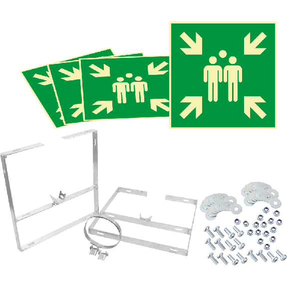 Leuchtendes Rettungszeichen-Set aus Aluminium 400x400 mm-Beschreibung lesen
