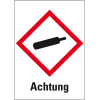 Gefahrensymbol Gasflasche GHS 04, Achtung, Folie, 37x26mm, 12/Bogen, GHS-Verordnung