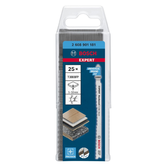 Bosch EXPERT Hardwood 2-side clean T 308 BFP Stichsgeblatt, 25 Stck-Beschreibung lesen