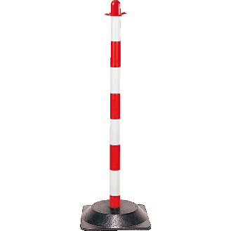 Einzelkettenständer Mobil Medi, fluoreszierend rot/weiß, Kunststoff, Höhe 900mm-Beschreibung lesen