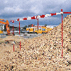 Absperrband Super, rot/weiß geblockt, Polyethylen, 80mm, 500m/Rolle