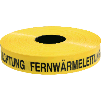 Trassenwarnband Achtung Fernwärmeleitung, gelb, Polyethylen, 40mm, 250m/Rolle-Beschreibung lesen