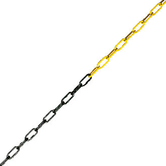 Absperrkette, gelb/schwarz, Stahl, verzinkt, Ø 6mm, Bundlänge max. 15m-Beschreibung lesen