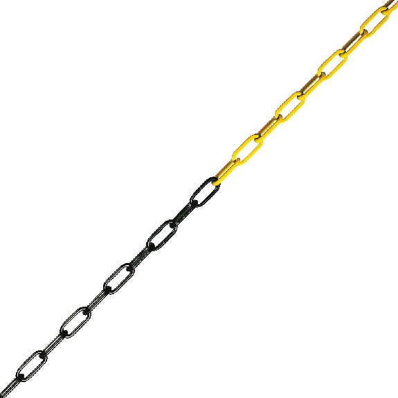 Absperrkette, gelb/schwarz, Stahl, verzinkt, Ø 6mm, Bundlänge max. 15m-Beschreibung lesen