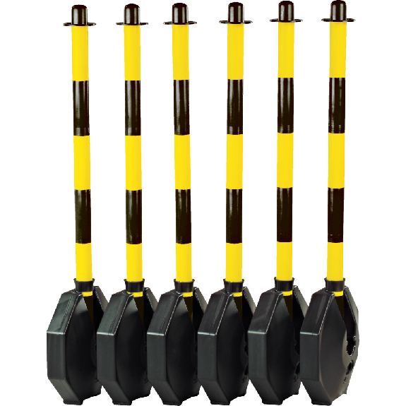 Klapppfostenset, befüllt, gelb/schwarz, uv-beständig, H 870mm, Fuß Ø 300mm, 6-tlg Klapppfostenset, befüllt, gelb/schwarz, uv-beständig, H 870mm, Fuß Ø 300mm, 6-tlg-Beschreibung lesen