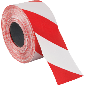Absperrband Super, rot/weiß schraffiert, Polyethylen, 80mm, 500m/Rolle, ASR A1.3-Beschreibung lesen