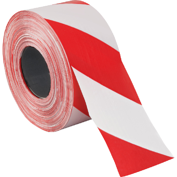 Absperrband Super, rot/weiß schraffiert, Polyethylen, 80mm, 500m/Rolle, ASR A1.3-Beschreibung lesen