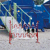 Scherensperre, schwer, weiß mit roter Reflexfolie, stufenlos ausziehbar bis 4,3m, 23,2kg