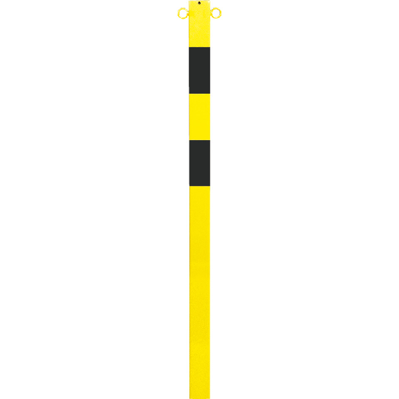 Absperrpfosten Bern, 2 Kettenösen, herausnehmbar, gelb/schwarz, Ø 60mm, 1400mm-Beschreibung lesen