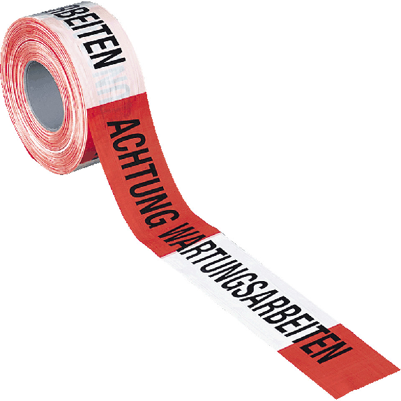 Absperrband Achtung Wartungsarbeiten, rot/weiß, 500m/Rolle-Beschreibung lesen
