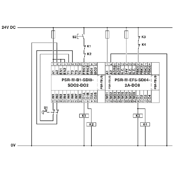 Module de sécurité (extension), 4S sécu. (2 A), 4E reset, 8S signal. - PSR-M-EF5-SDO4-2A-DO8-PI Module de sécurité (extension), 4S sécu. (2 A), 4E reset, 8S signal. - PSR-M-EF5-SDO4-2A-DO8-PI-Lire la description