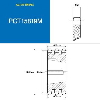 CMW - Rueda dentada con cubo desmontable 1610 - Dentado triple - 10B3 - 19 dientes - Paso 15,8 mm-Leer más
