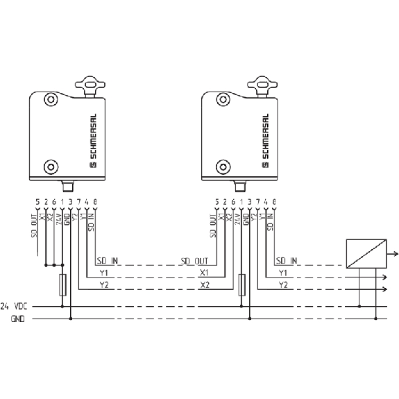 Interverouillage ouverture hors tension RFID, M12 8P - AZM300B-ST-SD2P-A-Lire la description