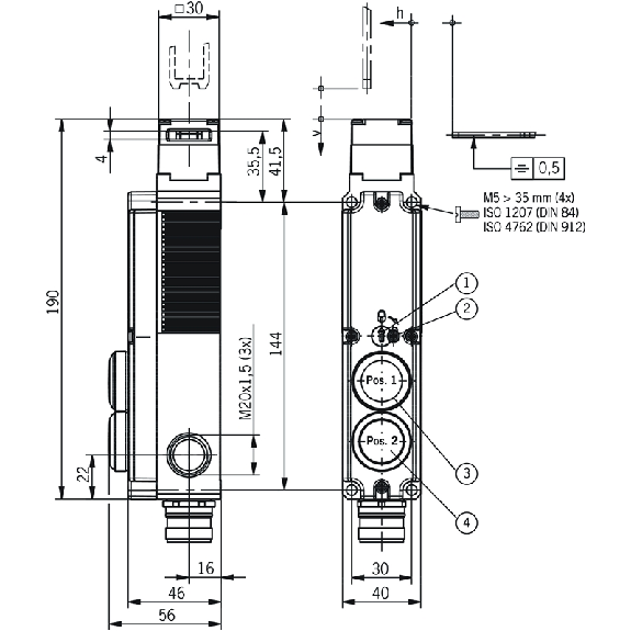 Int.de séc. Verr hors tension 24Vac/dc 2Ö+2Ö, Led, BP, 1xRC18 - STP3A-4141A024RC18EXT1-Lire la description
