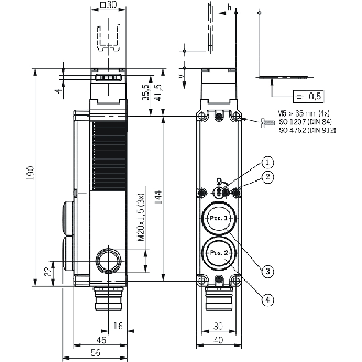Int.de séc. Verr hors tension 24Vac/dc 2Ö+2Ö, Led, BP, 1xRC18 - STP3A-4141A024RC18EXT1-Lire la description