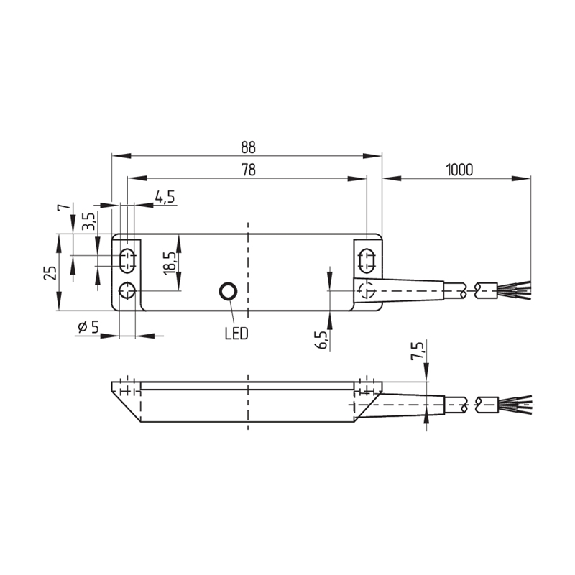 Int.de séc. Ex magnétique codé (sans act.) Led, 1NF+1NO, câble 5m - EX-BNS 33-11ZG-3G/D 5,0M-Lire la description