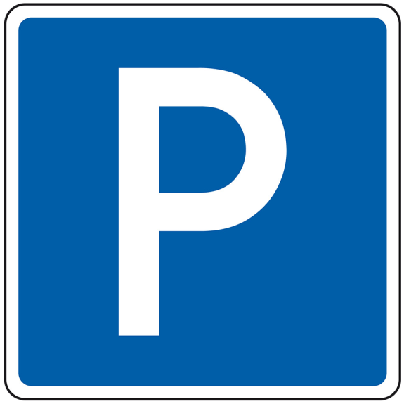 Parkplatzschild ohne Zusatztext, Aluminium RA1, reflektierend, 600x600mm, DIN 67520, nach StVO-Beschreibung lesen