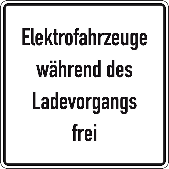 Hinweisschild Elektrofahrzeuge während des Ladevorgangs frei, Nr.1026-60, Aluminium RA0, 600x600mm, DIN 67520 Hinweisschild Elektrofahrzeuge während des Ladevorgangs frei, Nr.1026-60, Aluminium RA0, 600x600mm, DIN 67520-Beschreibung lesen