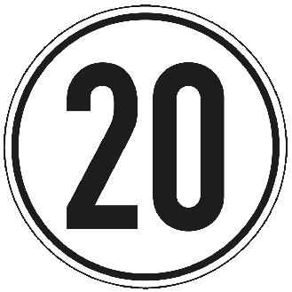 Geschwindigkeits-Schild 20 km/h, StVZO § 58, Aluminium, Ø 200mm-Beschreibung lesen
