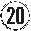 Geschwindigkeits-Schild 20 km/h, StVZO § 58, Aluminium, Ø 200mm