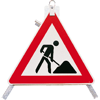 Schilderständer, mittel, feuerverzinktes Dreibein, Höhe 900mm, 5kg-Beschreibung lesen