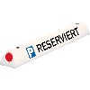 Parkplatzbegrenzung RESERVIERT, mit 2 roten Reflektoren, weiß, 900x100x90mm