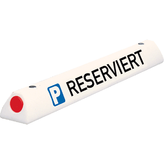 Parkplatzbegrenzung RESERVIERT, mit 2 roten Reflektoren, weiß, 900x100x90mm-Beschreibung lesen