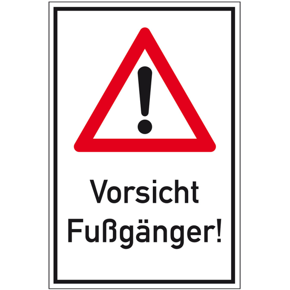 Kombischild Gefahrenstelle, Vorsicht Fußgänger!, Nr.101, Alu RA0, reflektierend, 600x900mm, DIN 67520-Beschreibung lesen