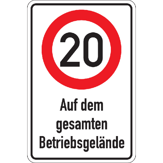 Kombischild 20kmh-Auf dem gesamten Betriebsgel., Aluminium RA0, reflektierend, 600x900mm, DIN 67520-Beschreibung lesen