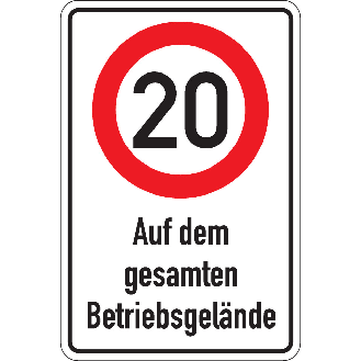 Kombischild 20kmh-Auf dem gesamten Betriebsgel., Aluminium RA0, reflektierend, 600x900mm, DIN 67520-Beschreibung lesen
