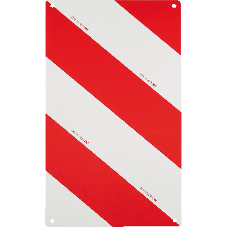 Warntafel Typ B1, für Land- und Forstwirtschaft, rot/weiß schraffiert, Aluminium, retroreflektierend RA1, 564x282mm-Beschreibung lesen