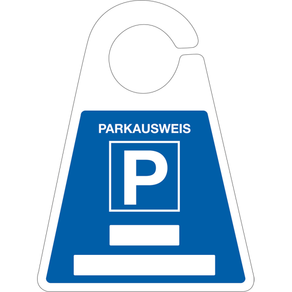 Parkausweis mit Parkplatzzeichen, zum Beschriften, blau, Kunststoff, 120x165mm Parkausweis mit Parkplatzzeichen, zum Beschriften, blau, Kunststoff, 120x165mm-Beschreibung lesen