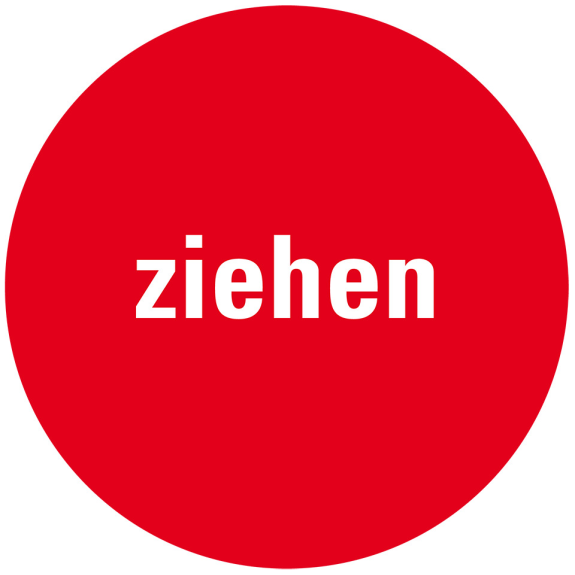 Türhinweis Ziehen, verhindert Stoßverletzungen, rot, Folie, selbstklebend, Ø 100mm Türhinweis Ziehen, verhindert Stoßverletzungen, rot, Folie, selbstklebend, Ø 100mm-Beschreibung lesen