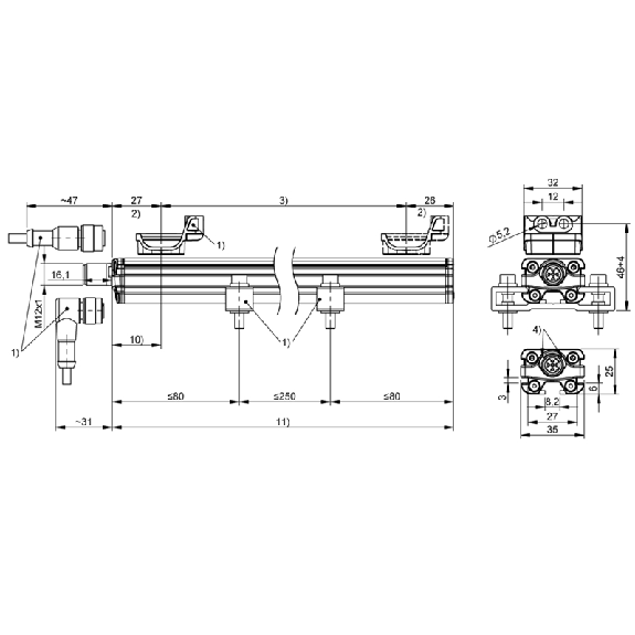 Système de mesure de position inductif rapide, 200mm, 4-20mA, IO-Link - BIR 01-0200-K15ALE-000S92 (BIR0003)-Lire la description