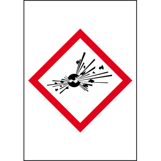 Gefahrensymbol Expl. Bombe GHS 01, Folie, selbstklebend, 37x52mm, 10/Bogen, GHS-Verordnung-Beschreibung lesen