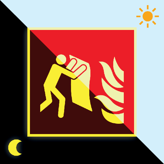 PERMALIGHT power langnachleuchtend Brandschutzschild Feuerlöschdecke, ISO, Folie, 200x200mm-Beschreibung lesen