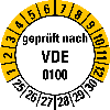 Prüfplakette geprüft nach VDE 0100,25-30,Folie,selbstklebend,Ø 30mm,10/Bogen