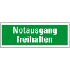 Rettungszeichen Notausgang freihalten, praxisbewährt, Kunststoff, 297x105mm