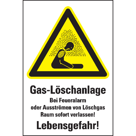 Warn-Kombischild CO2-Löschanlage, Folie, selbstklebend, 200x300mm, DIN EN ISO 7010 W041-Lire la description