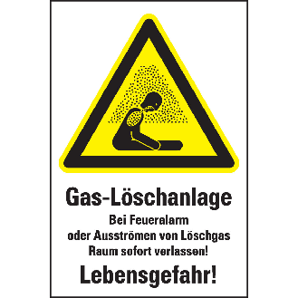 Warn-Kombischild CO2-Löschanlage, Folie, selbstklebend, 200x300mm, DIN EN ISO 7010 W041-Beschreibung lesen