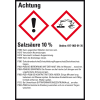 GHS-Etikett Salzsäure 10%, GefStoffV/GHS/CLP, Folie, 74x52mm, 10/Bogen GHS-Etikett Salzsäure 10%, GefStoffV/GHS/CLP, Folie, 74x52mm, 10/Bogen